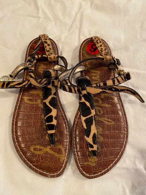 NEW Sam Edelman Leopard Animal Print Thong Sandals Flat Shoes Size 6 | eBay