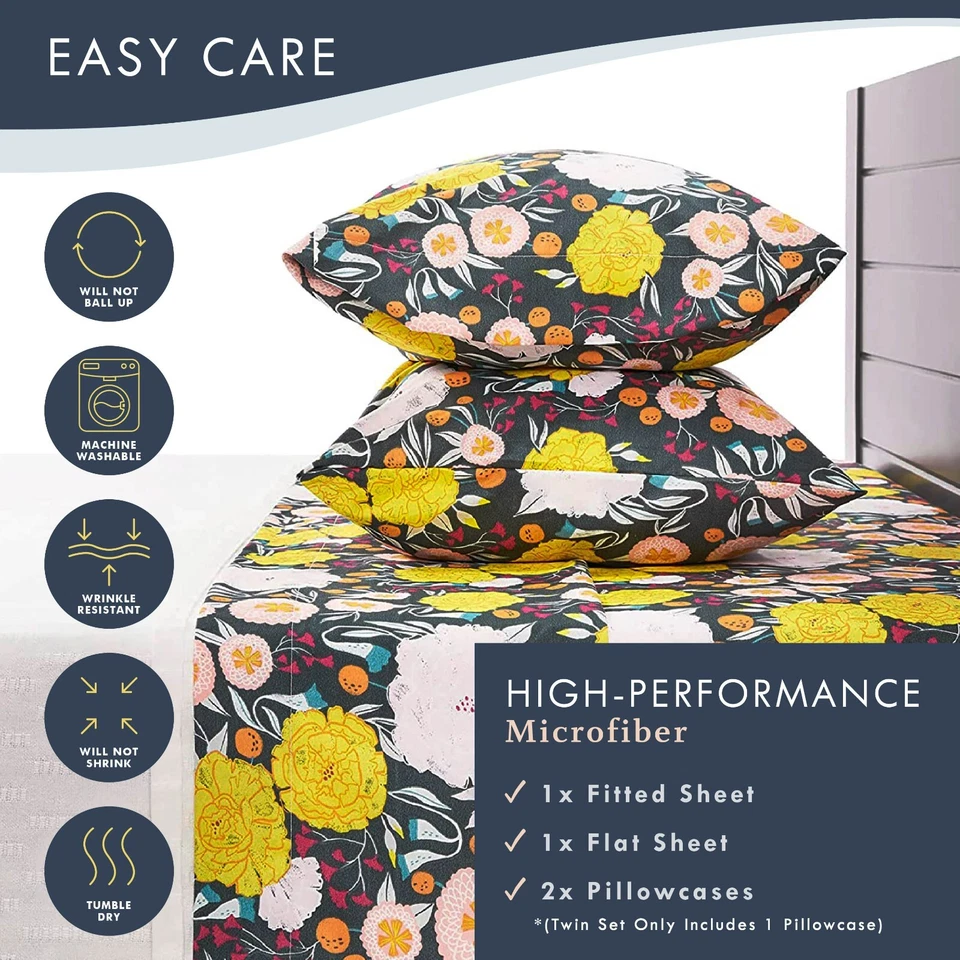 Супермягкие полные простыни премиум-класса с темным цветочным узором для девочек, подростков, главных спален - Изображение 4 из 4