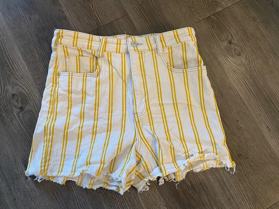 Женские джинсовые шорты Anthropologie HighRise белые желтые в полоску 29 шт. - Изображение 2 из 4