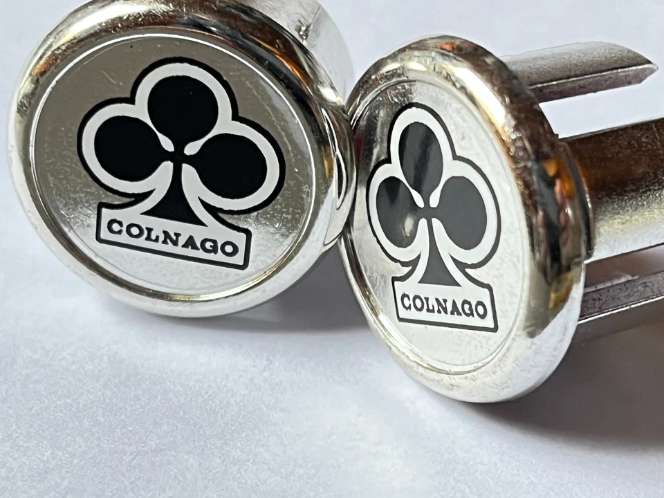 2x tappi manubrio handlebar caps COLNAGO bici corsa road NOS EROICA cromati - Immagine 3 di 4