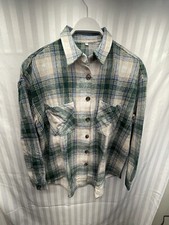 Women's Flannel Polyester Jacket Medium Teal, Green Blue NEW