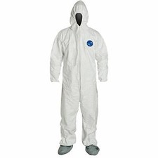 Tyvek TY122SWHXL002500 Case of 25 Tyvek Coveralls with Front Zipper-Has Hood