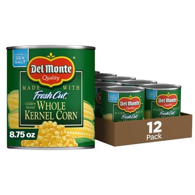 DEL MONTE FRESH CUT Golden Sweet Whole Kernel Corn, Canned Vegetables, 12 Pac...