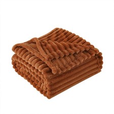 Burnt Orange Fleece Throw Blanket 108   90  for Couch Sofa Bed,Super Soft Cozy...