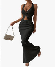 Two Piece Skirt Outfits Women Twist Halter Crop Top and Maxi Skirt Sets Small