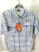 Habit Coastal Villa River Shirt Men Small Plaid Short Sleeve Button Vented NWT