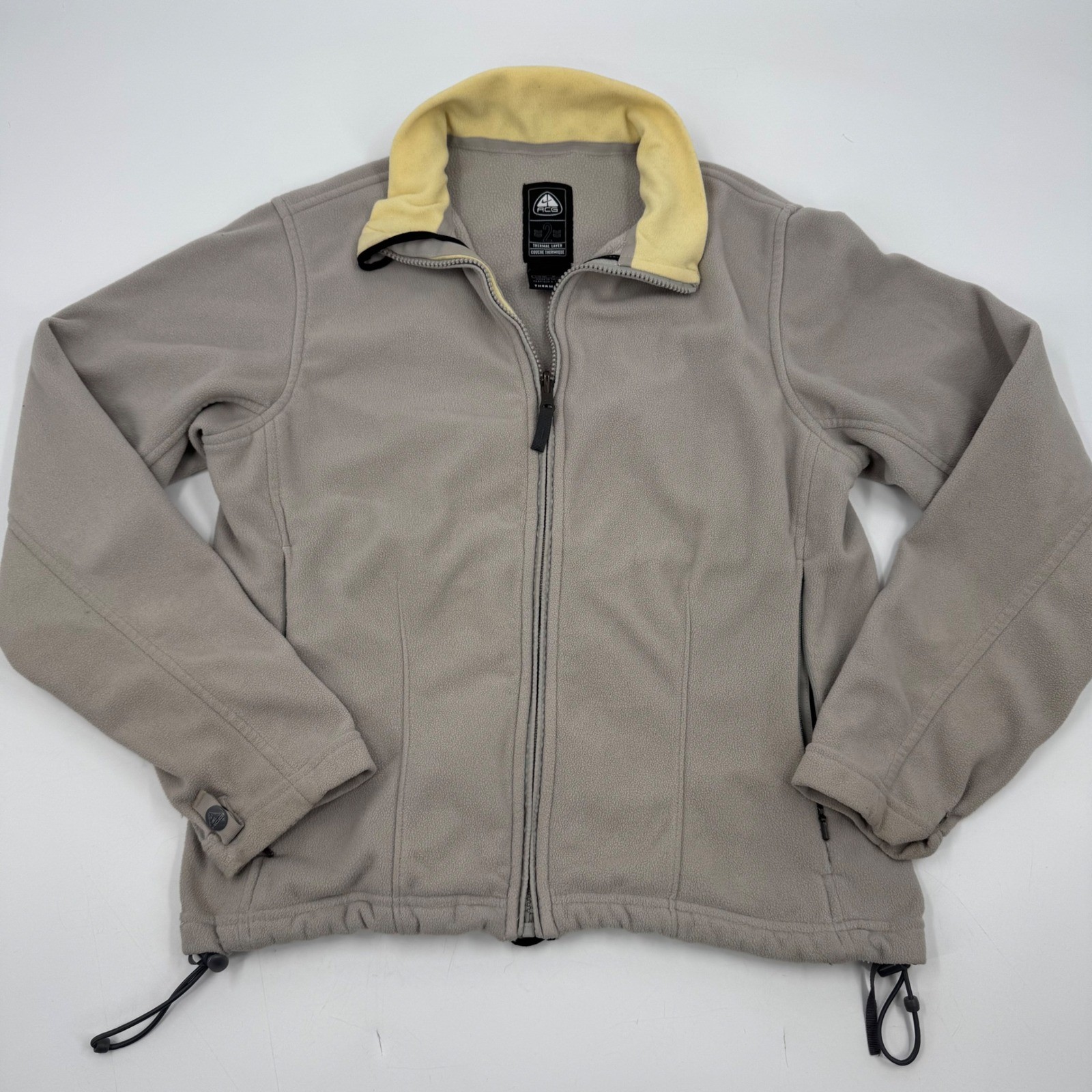 SACAI X NIKE Giacca pile donna vintage ACG Nike full zip strato termico grigio bordo giallo L