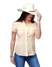 Roper Western Shirt Womens S/S Diamond M Cream 01-051-0019-4065 WH