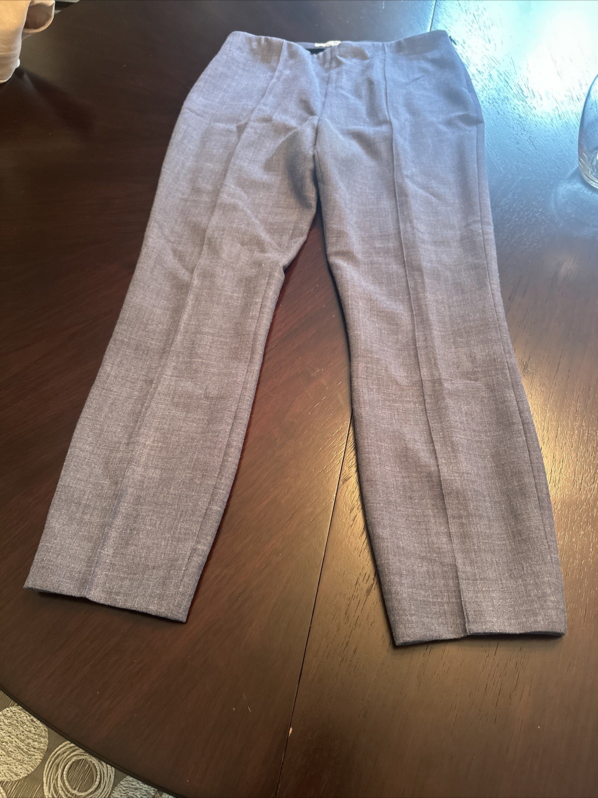 FILA Pantalone The Row leggero misto lana elasticizzato jersey blu con cuciture zip laterale taglia 6