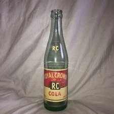 Vintage RC Royal Crown Cola Bottle Green Glass 10 oz Nehi  1950s
