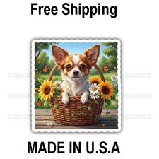 Chihuahua Dog Basket Playful Vinyl Decal Sticker Funny Cute Pet Puppy A