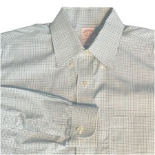 Brooks Brothers Madison Mens 16-33 Check Long Sleeve Dress Shirt Blue Green