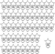 , 50 Pack Silver Star Clasp Metal Keychains Swivel Lobster Shape Claw Snap Hooks