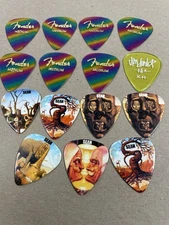 🔥 Lot Of 15 • Guitar Picks Assorted • Fender Jim Dunlop Surreal Graphic