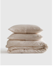 NWOT QUINCE EUROPEAN LINEN KING / CALKING DUVET COVER SET NATURAL / WHITE STRIPE