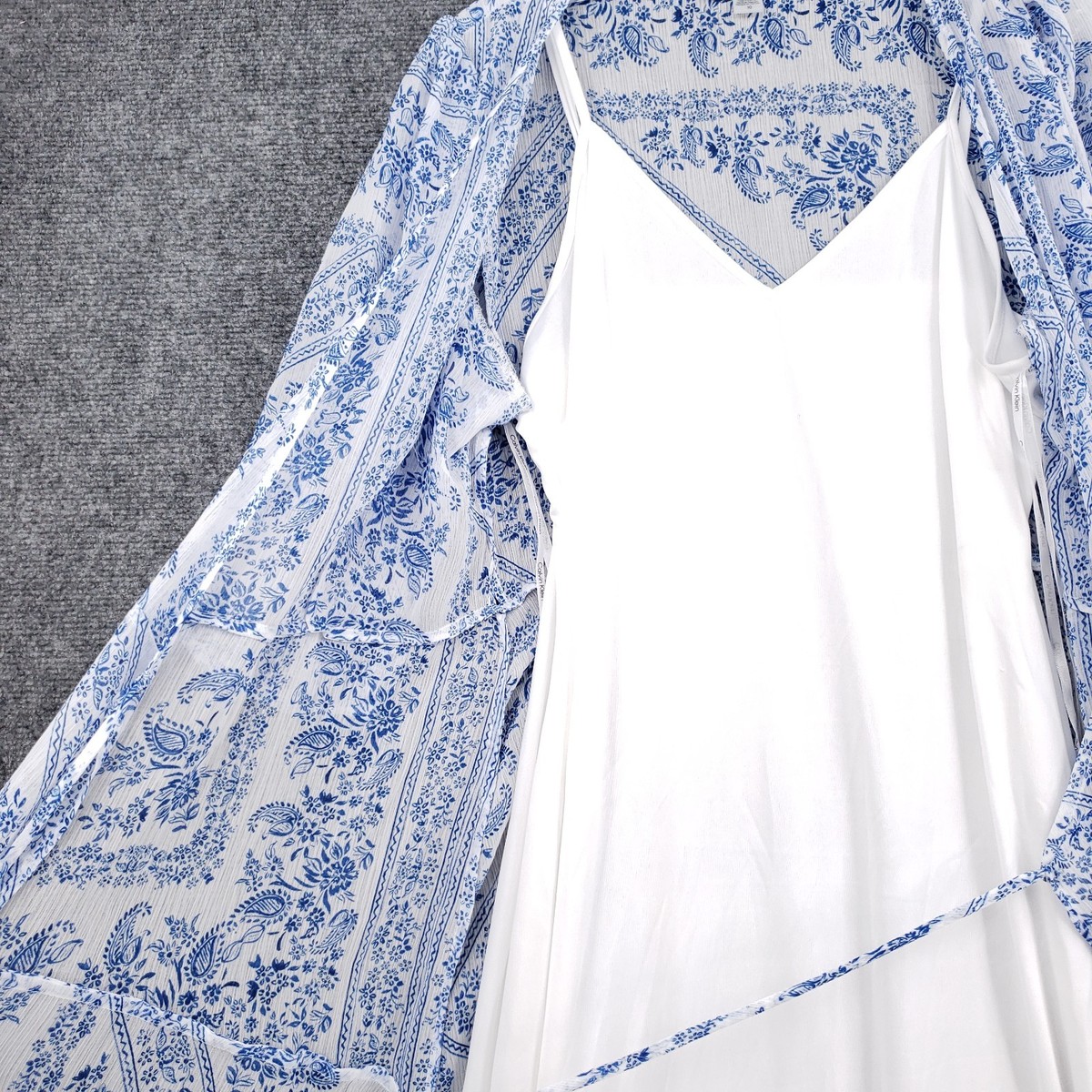 Calvin Klein Maxi Wrap Dress Womens 10 Blue White Floral Paisley Two Piece Boho | eBay Calvin Klein Maxi Wrap Dress Womens 10 Blue White Floral Paisley Two Piece Boho | eBay