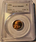 1936 PCGS MS-66RD LINCOLN WHEAT CENT CHOICE BU RED MINT STATE!