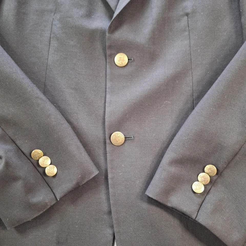 Blazer Oscar de la Renta Hombre 38S Negro 100% Lana Dorado Dos Botones Abrigo Deportivo Foto 2 de 4