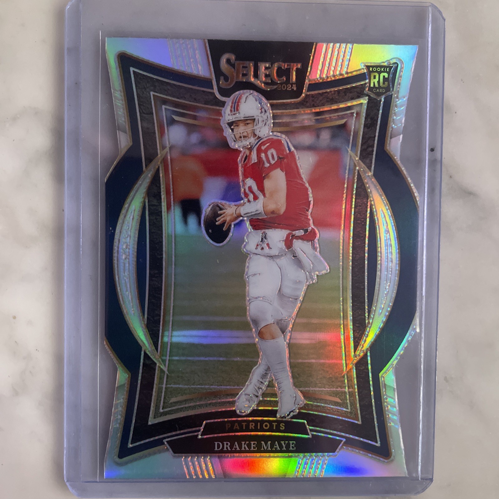 2024 Panini Select Drake Maye Concourse Silver Prizm Die-Cut RC #27 Patriots