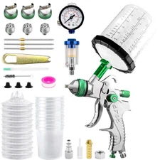 HVLP Air Spray Gun w/ 1.4/1.7/2.0mm Nozzles 650cc Mix Cup for Auto Paint, Primer