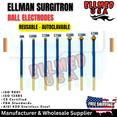 Ellman Surgitron Ball Electrodes Reusable Autoclavable RF Surgical Tips