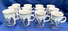 VTG Set of 12 Churchill Blue Willow 4 1/4" Tall Coffee Tea Hot Chocolate Mugs