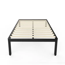 Metal 18 Inch Full Size Platform Bed Frame with Anti-Collision Round Legs, Bl...