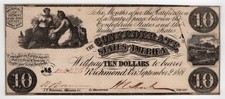 T-28 PF-10 CR-236B $10 1861 Confederate Currency, Nice Color & Trim! VF+