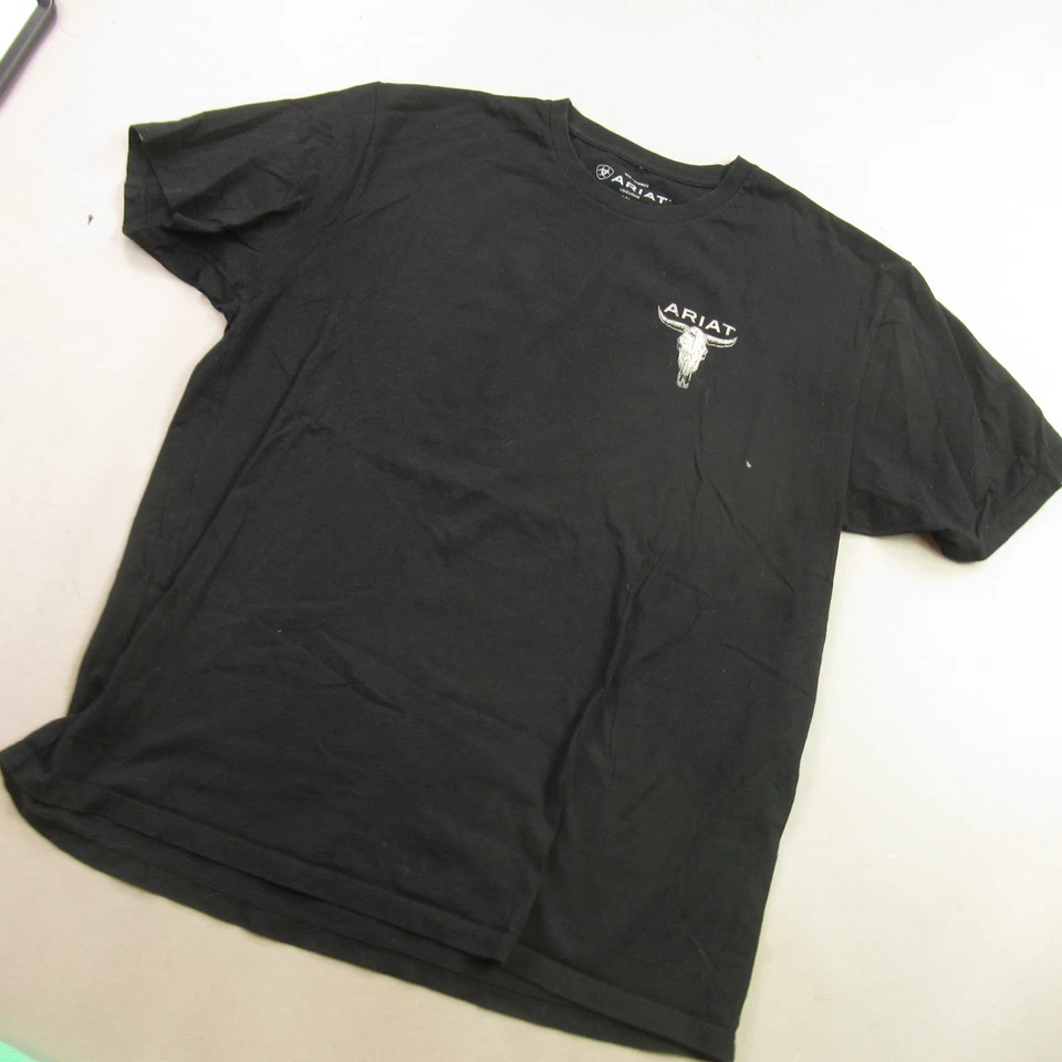 Camisa Ariat Para Hombres XL Manga Corta Cuello Redondo Exterior Ligera Informal Negra Foto 3 de 4