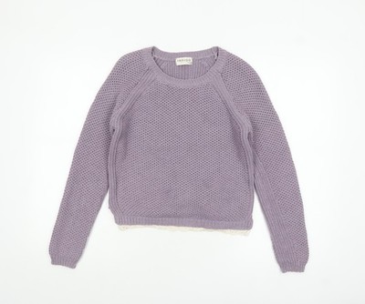 Marks and Spencer Damen Strickpullover Lila UK 8 Häkelborte