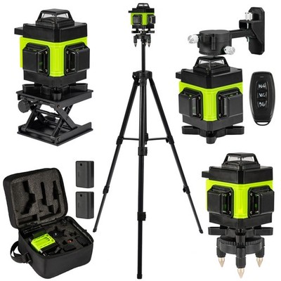 4×360° Grün Kreuzlinienlaser 16 Linien Nivellierlaser Laser Nivelliergerät Set