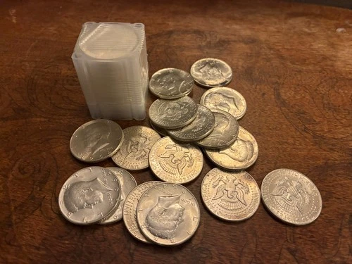 Stack of 1964 Silver Kennedy Half Dollar - Brilliant Unc-20 pieces