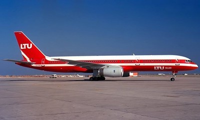 Boeing 757-200 B-757 LTU Desk Wood Airplane New Model Large Scale 1/100