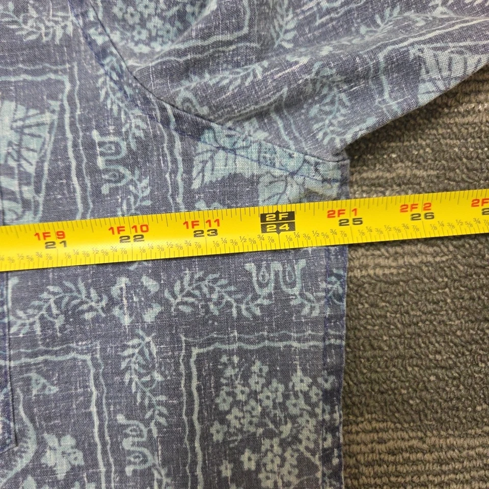 Camisa Hawaiana Reyn Spooner De Colección Talla L Azul Cuadrada Estampado Inverso Botón Desvanecimiento del Sol Foto 4 de 4