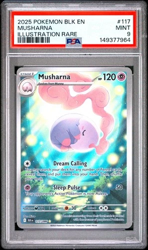 2025 POKEMON BLK EN-BLACK BOLT ILLUSTRATION RARE #117 MUSHARNA PSA 9