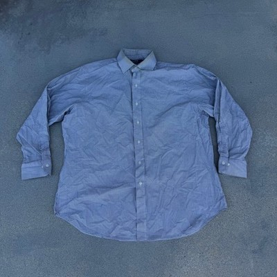 Polo Ralph Lauren Regent Classic Fit Blue Micro Check Dress Shirt Mens 17 32/33