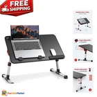 Versatile Foldable Laptop Stand - Adjustable Height Wood Desk for Home Office