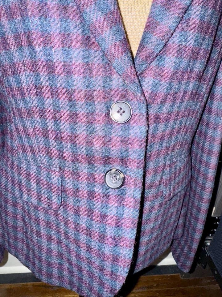 Blazer Boden Azul Marino Púrpura Cuadros Lana Tweed, EE. UU. 8 / REINO UNIDO 12. Nuevo con etiquetas forrado Foto 3 de 4