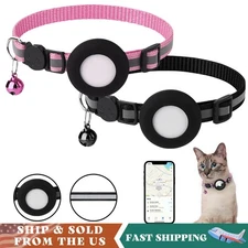 Airtag Pet Collar Reflective GPS Tracker with Bell Breakaway Safety for Dog Cat