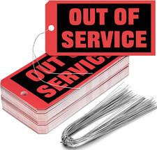 100 Pack Out of Service Tags Maintenance Repair Tags with Wires Attached