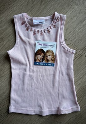 Mary-Kate und Ashley Olsen rosa Tanktop mit rosa Edelsteinen - neu mit Etikett 