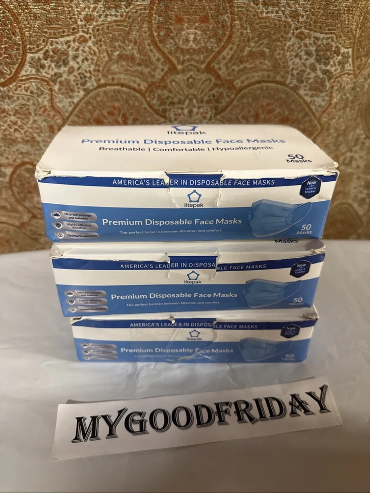 Litepak 150 Disposable Face Mask Thickness Comfort Earloops  50 Masks Ea Ex:1/29 - Image 4 of 4