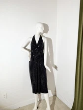 $545 Halston Leonie Disco Jersey Midi Dress