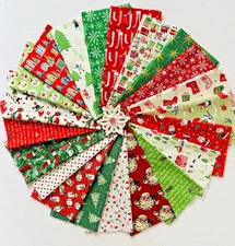 10" Christmas Fabric Layer Cake Squares ~ Holiday Prints ~ 42 Pieces ~ Free Ship