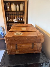 Vintage Leather Suitcase with BEA British and European Airways Branding 1950-60s