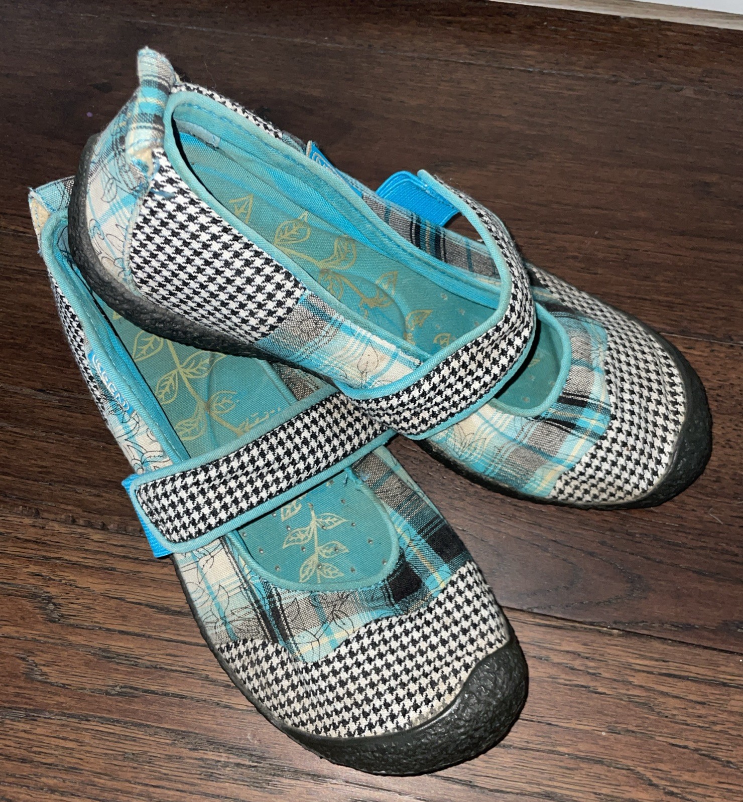 Scarpe da donna Keen Mary Janes a quadri color verde acqua taglia 7