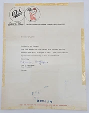 BOB'S BIG BOY HAMBURGERS / Elmo L. Geoghegan 1965 Vintage signed letter document