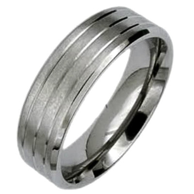 TITANIUM Plain BRUSHED Unisex 8mm BAND RING with ACCENTS, size 8 - Final Sale!