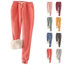 Women Winter Warm Thick Fleece Flannel Lined Thermal Pants Trousers Sweatpants