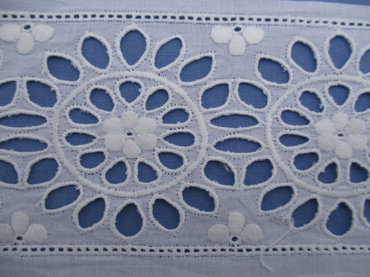 Galon entredeux broderie jour coton 40mm 4cm mercerie couture moutarde